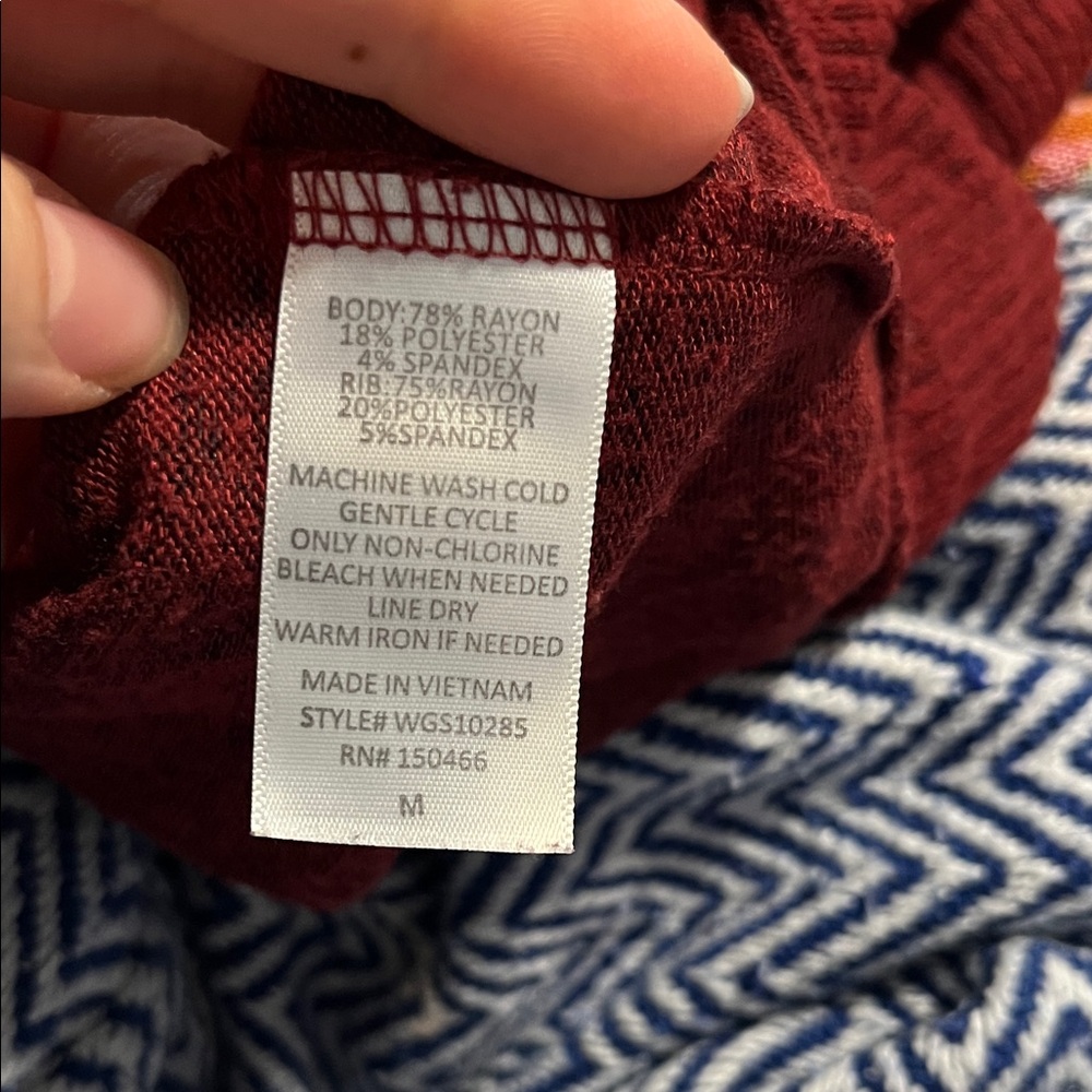 Market & Spruce Deep Red Open-Front Cardigan - Picture 3 of 3